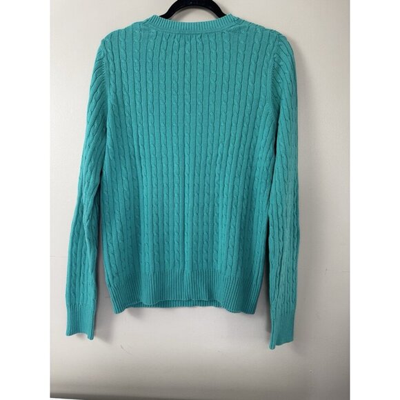 Merona Womens XXL Teal Cable Knit Sweater Classic Preppy Y2K Retro Fisherman Fit - Picture 2 of 9